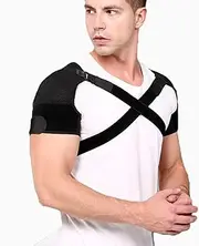 Adjustable Sports Shoulder Pads, Shoulder Brace Women Men, Dislocated Ac Joint, Labrum Tear, Tendonitis Fracture, Injury Prevention (Black, L)