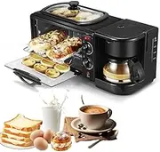 3 in 1 Breakfast Maker, Multifunction Breakfast Machine, Includes Coffee Maker, Non-Stick Griddle, and Toaster Oven, 100-230°C Temperature Control and 30min Timing, for Apartments Kitchenettes