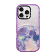 iPhone 16 Pro Impact Case MagSafe Compatible Blue moon and stars constellations / galaxy pattern clear background