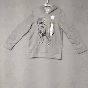 Jumping Beans Boy's Size 8 Graphic Softest Fleece Pullover Hoodie Dinosaur Gray