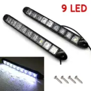 2X White 12V 9 LED Daytime Running Light DRL Car Fog Day Driving Lamp Lights