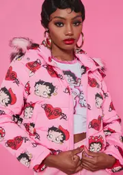 [Dolls Kill x Betty Boop] Blush A Little Ditty Puffer Jacket