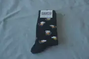 One (1) Pair of Davco Men's Collection Beer Mug Socks, Black, Size 10-13