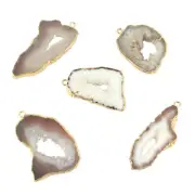 Classic Geode Slice Druzy Gold Electroplated DIY Necklace Connectors Lot 5 Pcs