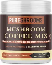 Pureshrooms Perfect 7 Organic Instant Mushroom Coffee Blend - Lion'S Mane, Chaga