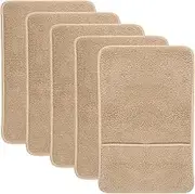 UKQRRTC 5Pcs Sofa Armrest Cover with Side Storage Pockets Lambswool Sofa Arm Protector Non Slip Sofa Headrest Cover Recliner Chair Arm Cover for Recliner Chair Sofa (Khaki)