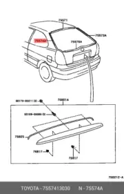 Genuine OE window molding, 7557413030 for TOYOTA 75574-13030