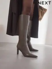 Taupe Forever Comfort® Knee High Heeled Boots (B23002) | $51