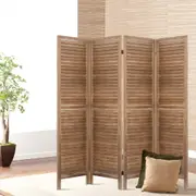 4 Panel Artiss Room Divider Screen 160x170cm Louver Oak