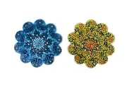Set of 2 Vintage Style Ceramic Trivet, Hot Dish Stand, Heat Resistant Pot, Gift.