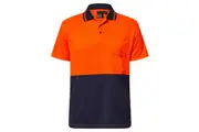 Workcraft Mens Micromesh Hi-vis Polo Shirt WSP208 - Orange/Navy