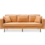 Bondi Sofa 3 Seater Comfortable and Stylish Faux Leather Couch for Living Room Brown and Grey