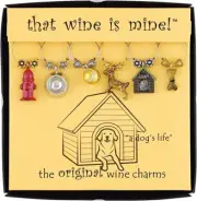 That Wine is Mine! "A Dog's Life" Wine or Stemed Glass Charms, Set of 6