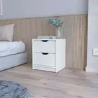 White 2-Drawer Nightstand - Modern Bedside Table