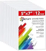 Simetufy 12 Pack 5x7 Inch Small Canvas Boards for Painting, Gesso Primed Acid-Free 100% Cotton Blank Flat Canvas Panels for Kids, Non Toxic