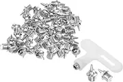 uxcell 1/4 Inch Steel Track Spikes, 48 Pack Sports Shoes Spikes Replacement Accessories with Spike Wrench for Long Jumping Running, Silver Tone