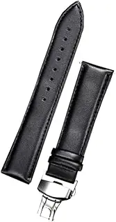 [g24] 19mm Genuine Leather Watch Band Strap Fits PRC200 , Quickster Chronograph, PRC200 Black Deployment Silver Buckle