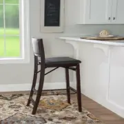 Foldable Wood Counter Bar Stool Padded Backrest Seat Dining Kitchen Table Chair