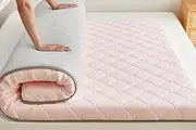 Japanese futon Mattress for Living Room, Bedroom, Dorm, Camping Mattress, Folding Floor Sleeping mat, Portable Tatami.(Pink,90 x 200 cm)