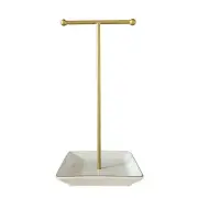 Elegant Necklace Holder with Ceramic Plate, 1ft Height Necklace Display Stand...