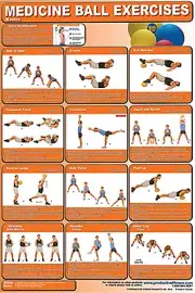 MEDICINE BALL EXERCISES Professional Fitness Gym Wall Chart 24x36 POSTER