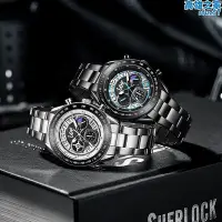 在飛比找Yahoo!奇摩拍賣優惠-lee手錶男士多功能三眼潮流防水石英錶鋼帶商務手錶m470