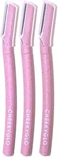 CheekyGlo Dermablade (3-Pack) | Dermaplane Razor | Eyebrow Razor | Face Shaver | Peach Fuzz Removal | Facial Hair Shaver | Stainless Steel Safety Razor | Face Exfoliator | Biodegradable Easy To Use