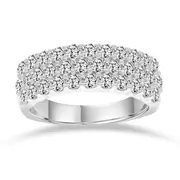 Triple Row Dress Ring with 1.50ct of Laboratory Grown Diamonds in Sterling Silver and Platinum