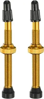 uxcell 2pcs Tubeless Valve Stems 60mm Aluminum Alloy Tubeless Valve Super Light No Leak Durable Valve Stem Caps Multiple Color & Size Fit Most Bicycle Tubeless Rims Pair, Yellow