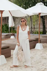 [PUP8] Ayla Linen Jumpsuit - Oatmeal XS Beige
