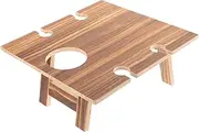 Wooden Outdoor Folding Picnic Table with Goblet Holder Portable Travel Wine Table for Beach Park Festival Craftsmanship Stable Design