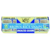 Edward & Son's Unsalted Sesame Brown Rice Snaps – Rice Crackers Gluten Free W...