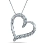 0.2 CT. T.W. Natural Diamond Tilted Heart Pendant in Sterling Silver