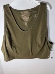 Jones New York Green Long Line sports bra Women Plus Size 3X Medium Support Mesh