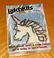 Vintage 1980 Betty Wilkinson Latch Hook Pillow Wall Hanging Kit Unicorn 12 x 12