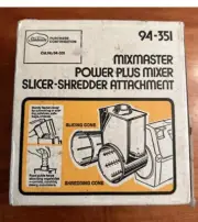 Vintage Sunbeam 94-351 Mixmaster Power Plus Mixer Slicer Shredder Attachment