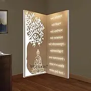 Deckrate White Temple frame | Mandir Frame with LED Lights | Customized Temple Frame | Puja Mandir for Home & Office | Corner wall decor(DESIGN 57) (3 X 1 FEET)