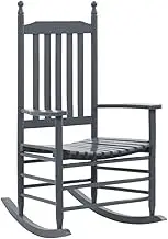 Rocking Chair with Curved Seat, Wood Terrace Chair, Dining Chair with Backrest for Patio, Restaurant, Yard, Poolside, 60.5 x 82 x 114 cm, Grey