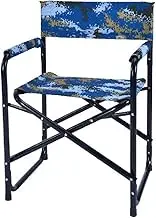 Outdoor Director Chair, Heavy Duty Compact Camping Folding Chair, Supports 200Kg, for Camping, Patio, Lawn,Camouflage Blue