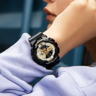 【CASIO 卡西歐】G-SHOCK 110系列金銀雙色女錶 手錶(GMA-S110GB-1A)
