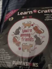 Dimensions ~ COUNTED CROSS STITCH KIT, Learn a Craft “Among Friends” Cats #72663