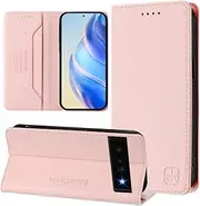 Compatible with Google Pixel 6 Pro 5G Magnetic Closure Wallet case Cover,Compatible with Google Pixel 6 Pro 5G Flip Kickstand Case Pink