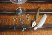 Wine Glass Rings Boho Turquoise Om Elephant Hamsa Hand Buddha Yoga Set of 6