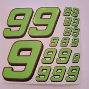 Lime Green red/blk #9's Racing Vinyl Decal Sheet 1/10-1/12 DEFECTIVE BOX D
