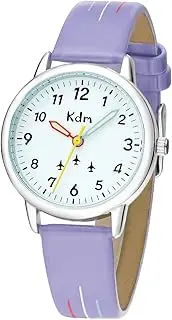 [KDM] Kids Watch Boys Girls: Children Time Learning Waterproof Luminous Analog Watches for Kids Ages 3-12 - Easy to Read Time Purple Leather Wristwatch