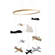 Crib Mobile Airplanes & Cloud Nursery Decoration Grey and White, Navy , Tan1882