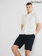 River Island Blue Belted Core Decal Chino Shorts (W41657) | $74
