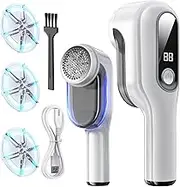 PKBD Large Size Electric Charging Fabric Shaver and Lint Remover with 3 Free Extra Blades, Large Capacity Scrap Storage, Quickly and Effectively Remove Fluff, Lint, and Bobbles