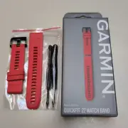 Garmin QuickFit 22 Watch Bands, Flame Red Silicone 010-12496-03 - FREE SHIP!