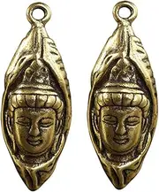 [SHINEOFI] 2pcs Brass Buddhist Statue Pendants Brass Craft Pendants DIY Decors